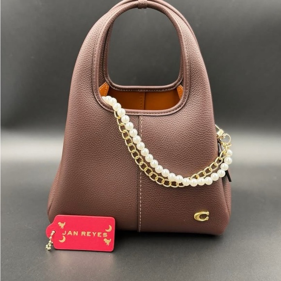 Coach Handbags - Coach Brown Leather Shoulder Bag with Pearl Chain